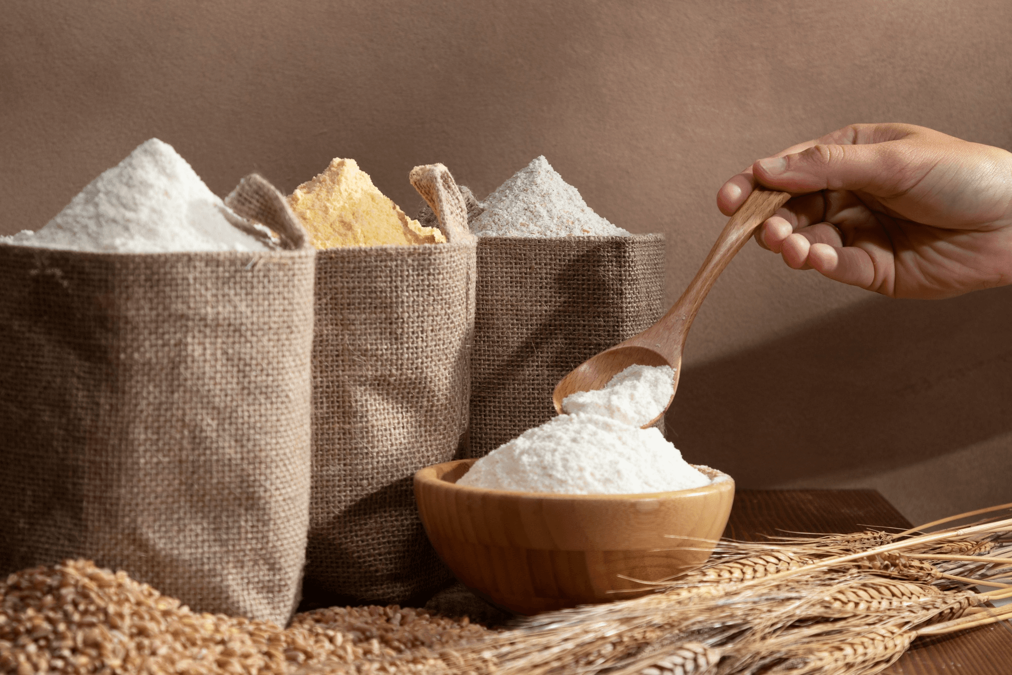 Bowls of freshly milled flours